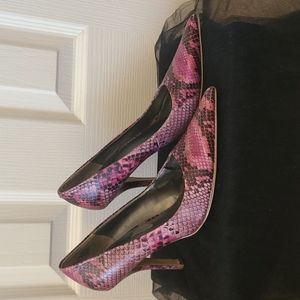 Nine West Magenta Faux Snakeskin Heels